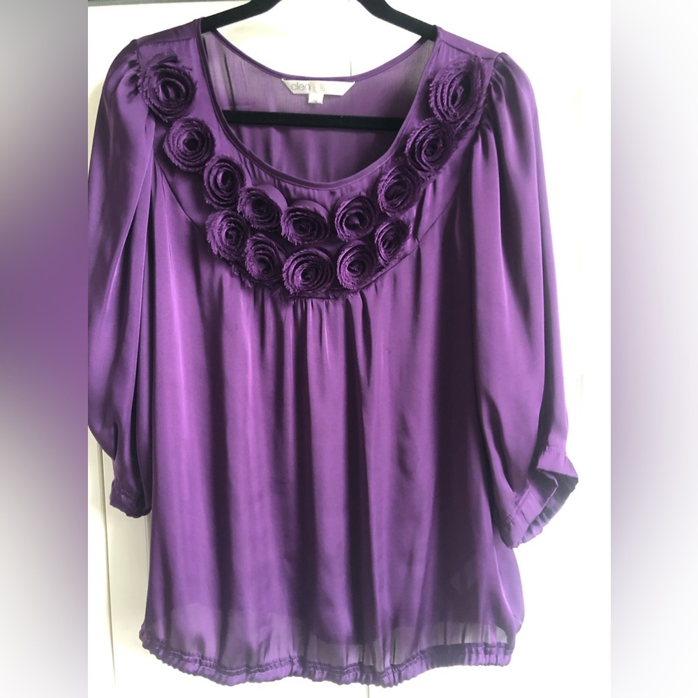 Cleo Purple Top with Roses - Picture 4 of 8